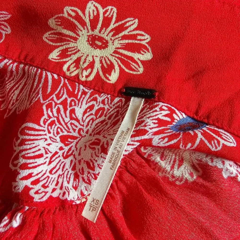 Free People Size XS Hawaiin printed v neck fit and Flare  viscose dress pocke… - Picture 11 of 11